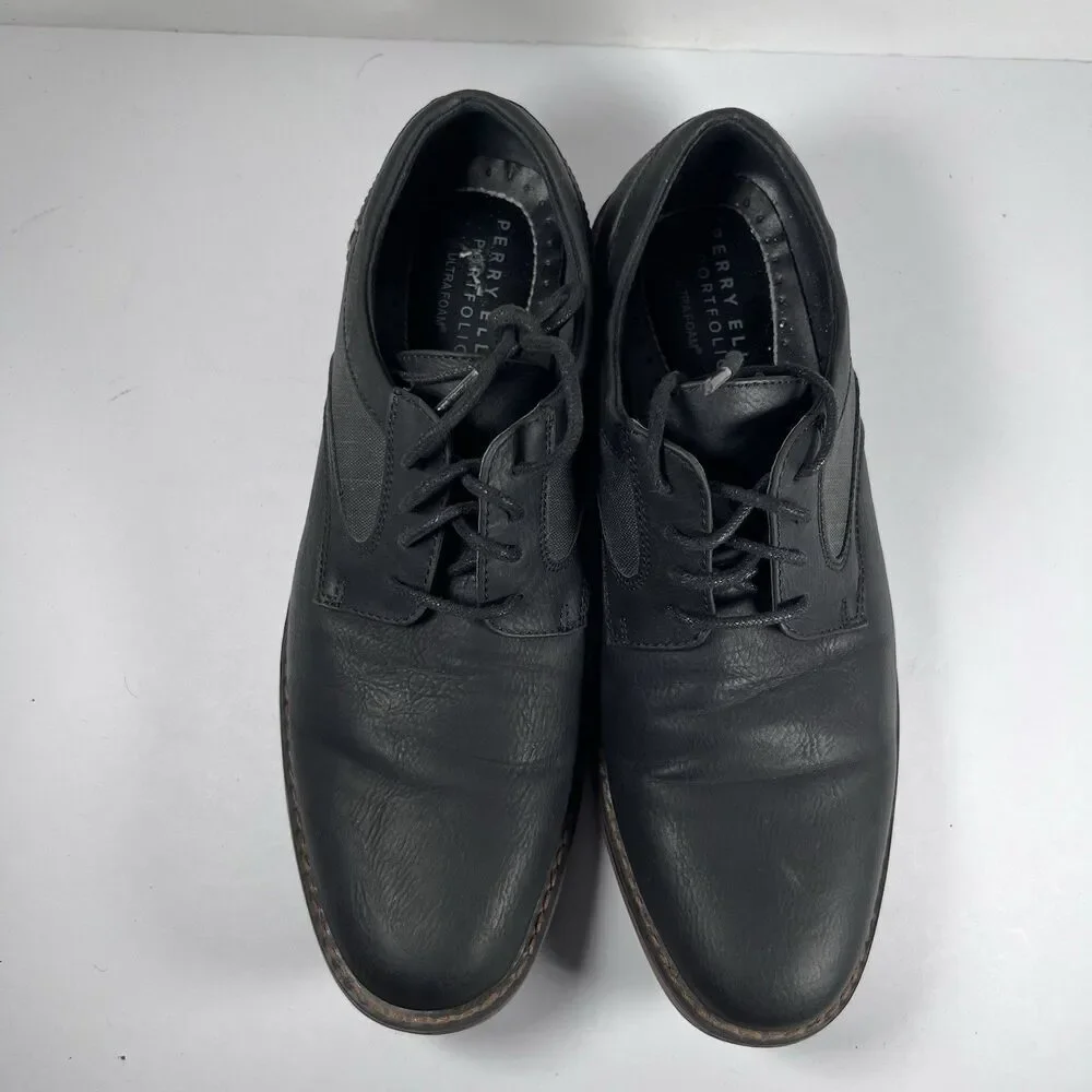 Perry Ellis Portfolio Thom Wide Black Lace Up Dress Shoes Men's Size 8.5 2W